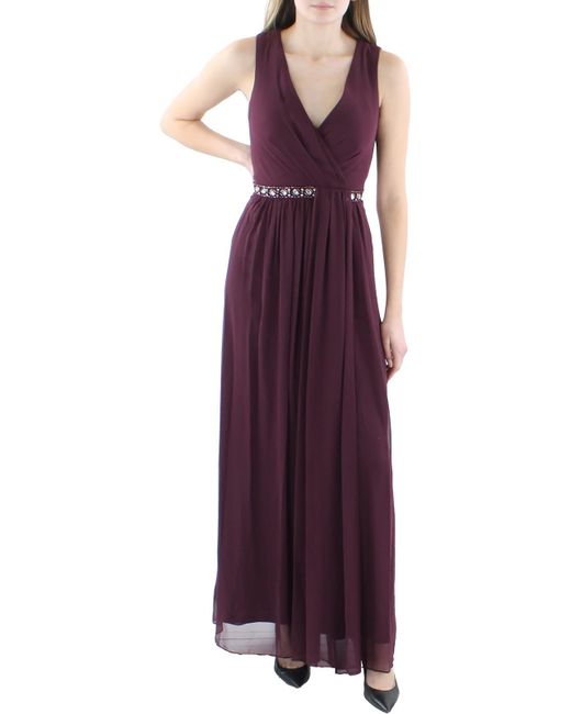Eliza J Purple Chiffon Long Evening Dress