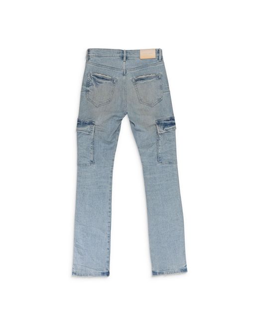 Purple Brand Blue Worn Light Cargo Skinny Jeans for men