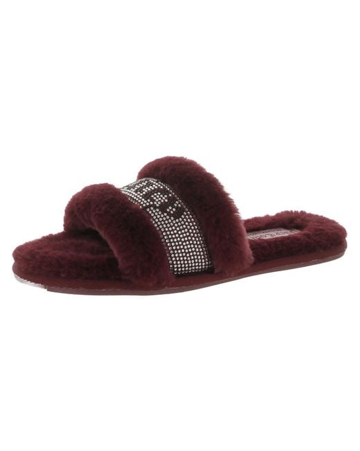 Juicy Couture Brown Gravity Faux Fur Slip-on Slide Slippers
