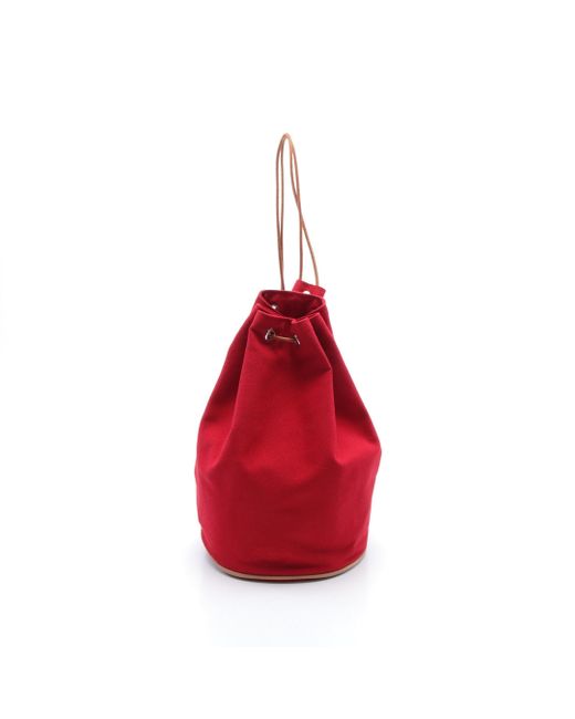Hermès Red Porochon Mimir Pm Shoulder Bag Canvas Leather Silver Hardware