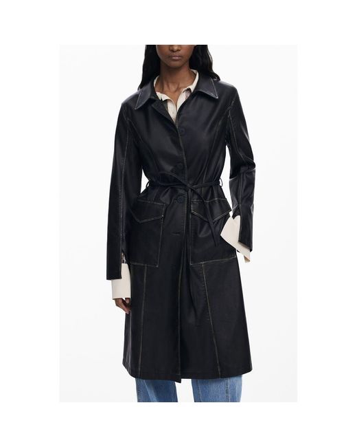 Desigual Black Polyethylene Coat
