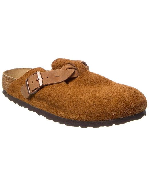 Birkenstock Brown Boston Braided Narrow Suede Clog