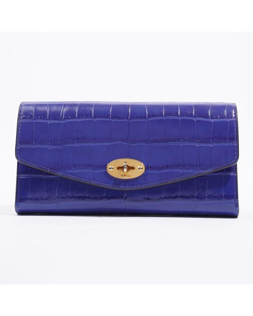 Mulberry Blue Flap Wallet Patent Leather