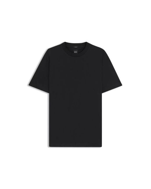 Boss Black Mercerized-Cotton T-Shirt With Micro Pattern for men