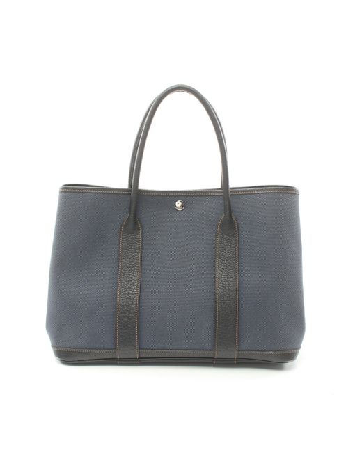 Hermès Gray Garden Party Pm Handbag Tote Bag Denim Fonce Leather Navy Silver Hardware □p Stamp