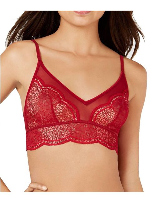 Calvin Klein Red Crackled Lace Triangle Bralette