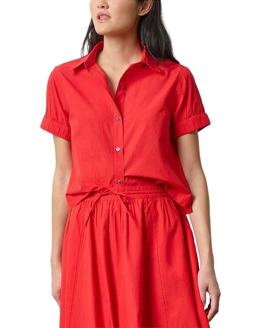 Lilla P Red Elastic Cuff Button Shirt