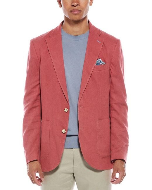 Tailorbyrd Red Solid Linen-Blend Sportcoat for men