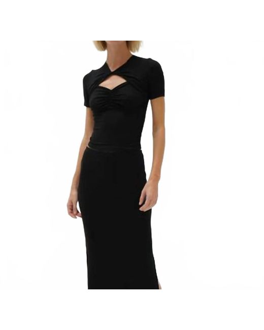 LNA Black Linus Ribbed Top