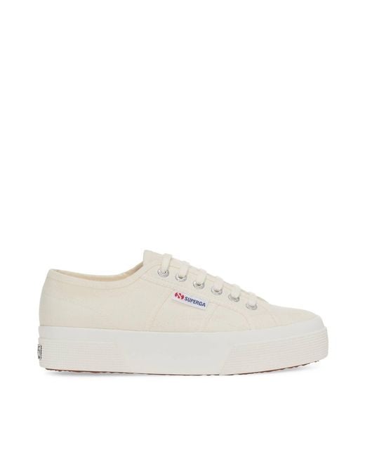 Superga White Platform Cotton Canvas Sneaker