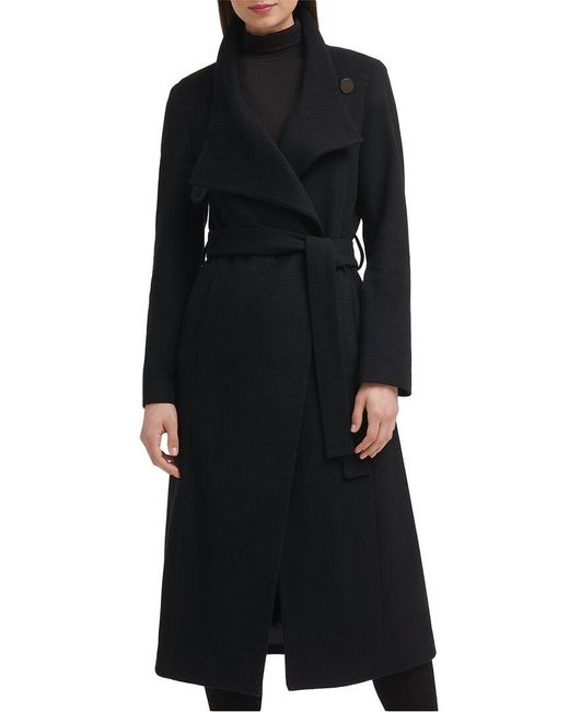 Kenneth Cole Wool-blend Belted Maxi Coat in Black | Lyst