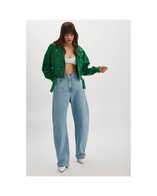 Lamarque Blue Dylan 80's Leather Biker Jacket