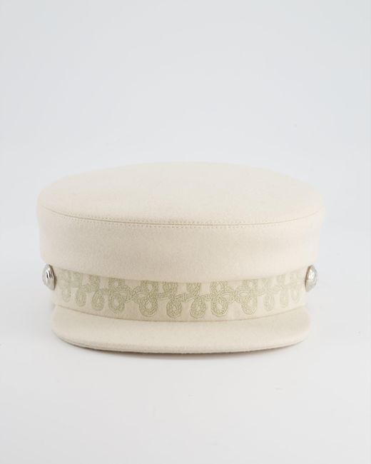 Hermès Natural Hermès Offwool Cabourg En Finesse Cap With Silver Hardware