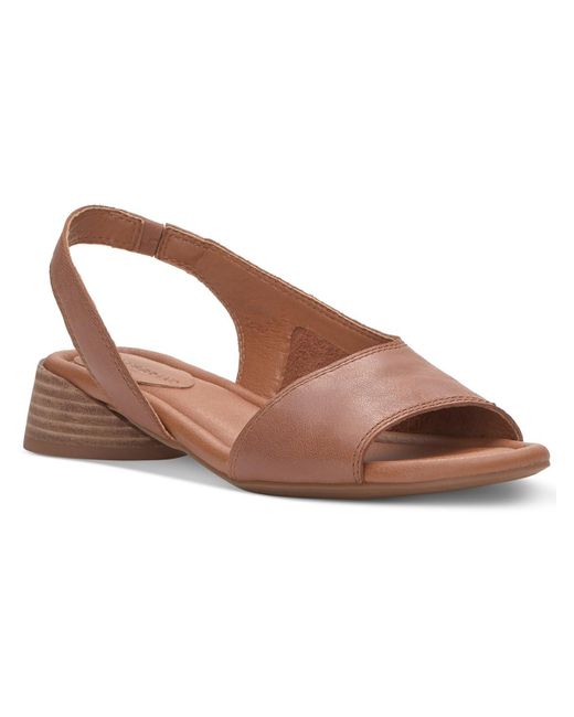Lucky Brand Brown Rimma Leather Peep-toe Slingback Sandals