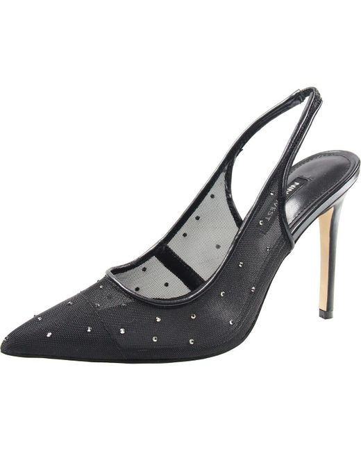 Nine West Black Feather 2 Mesh Rhinestone Pumps
