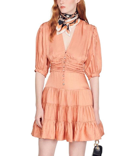 Sandro Orange Woven Dress