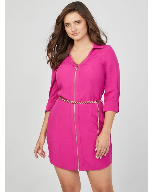 Guess Factory Pink Abelina Challis Shirt Dress