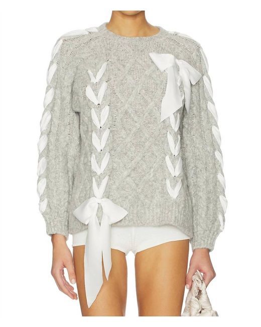 LoveShackFancy Gray Kloss Pullover Sweater