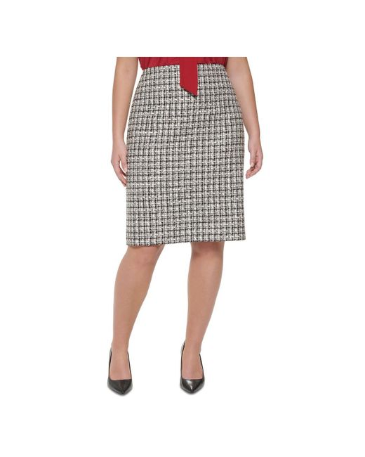 Calvin Klein Plus Knee-length Tweed Pencil Skirt in Gray | Lyst