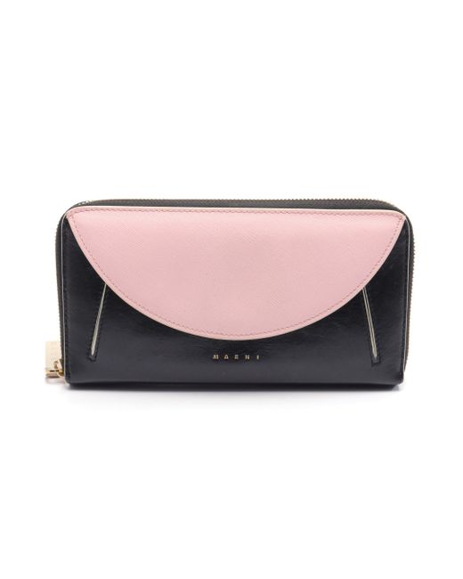 Marni Round Zipper Long Wallet Leather Pink