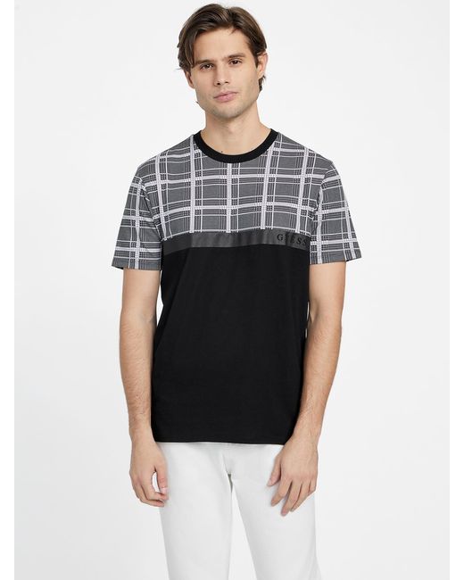 Guess Factory Black Eco Trenty Houndstooth Tee for men