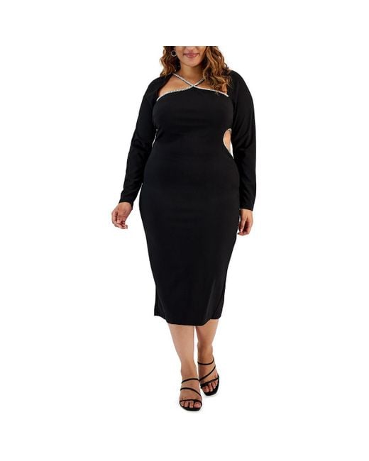 Rachel Roy Black Plus Crepe Embellished Sheath Dress