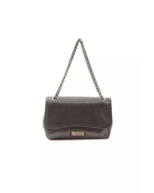 Pompei Donatella Gray Elegant Leather Crossbody Bag