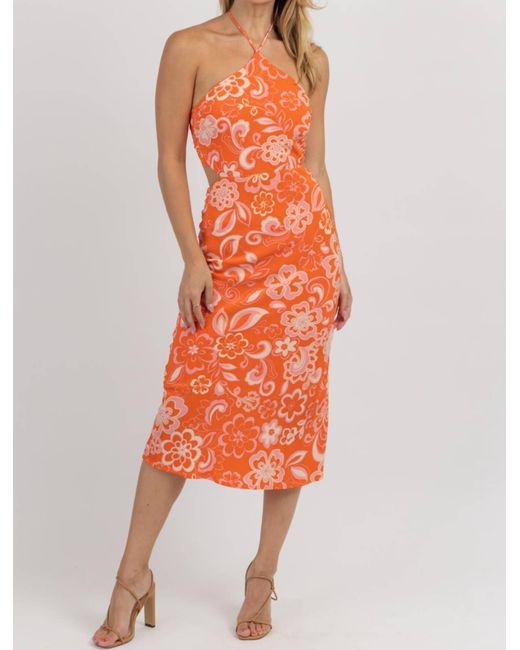Olivaceous Orange Harlow Halter Dress