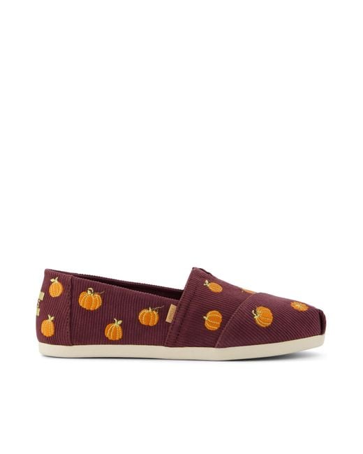 TOMS Classic Alpargata Burgundy Corduroy Embroidered Pumpkins Lyst