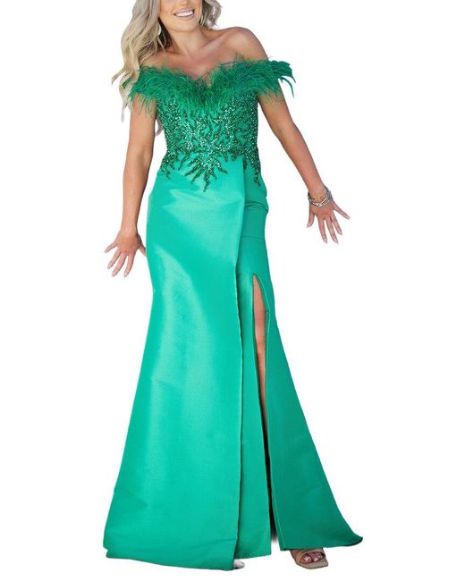 Terani Green Solid Maxi Dress