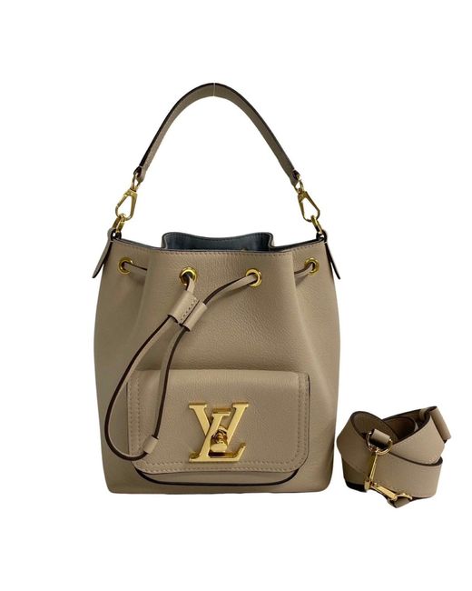 Louis Vuitton Natural Lockme Bucket Leather Shoulder Bag (pre-owned)
