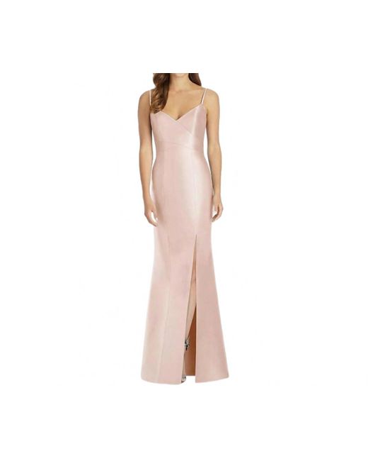 Alfred Sung Pink Satin Trumpet Sweetheart Neck Dress