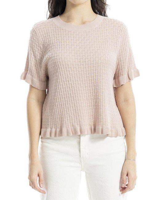 Max Studio Natural Ruffle Hem Sweater