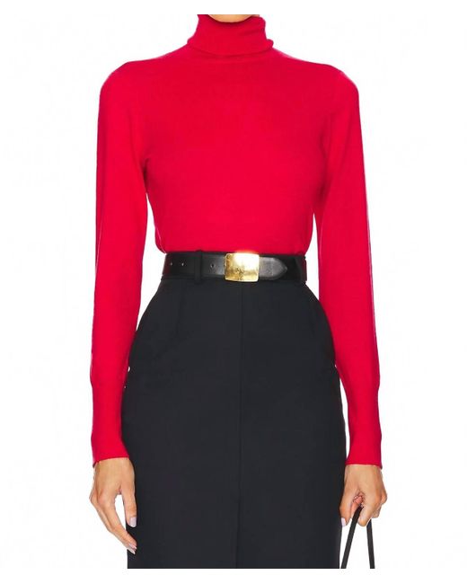 L'Agence Red Flora Turtleneck Sweater
