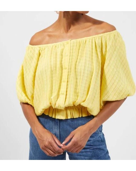 French Connection Yellow Artemas Broderie Scoop Neck Top