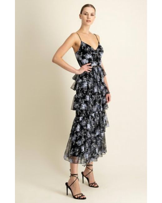 Monique Lhuillier Sleeveless Mesh Midi Dress Lyst