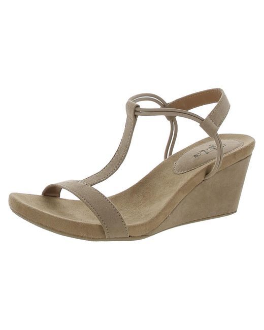 Style & Co. Natural Faux Suede Round Toe Wedge Sandals