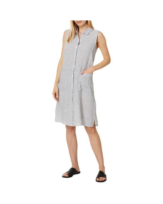 Eileen Fisher White Pocket Collar Shirtdress