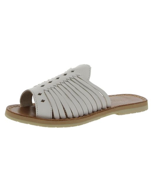 BEARPAW White Rosa Leather Caged Huarache Sandals