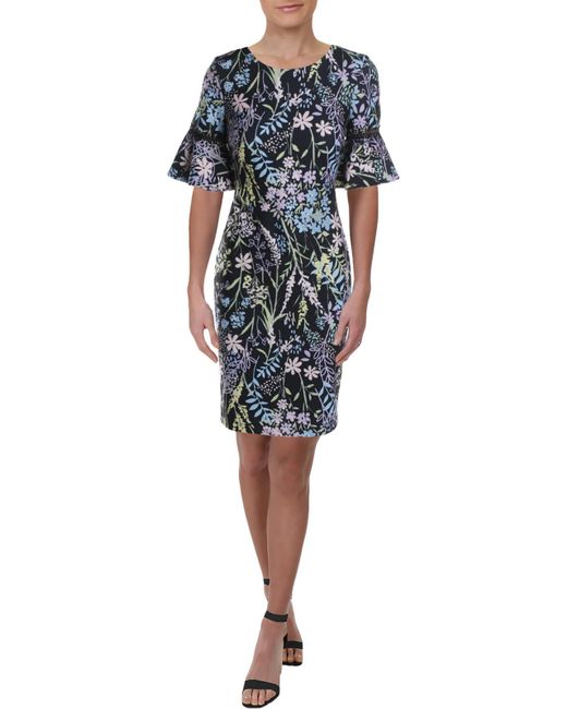 Calvin Klein Floral Lace Trim Wear To Work Dress in Blue Lyst