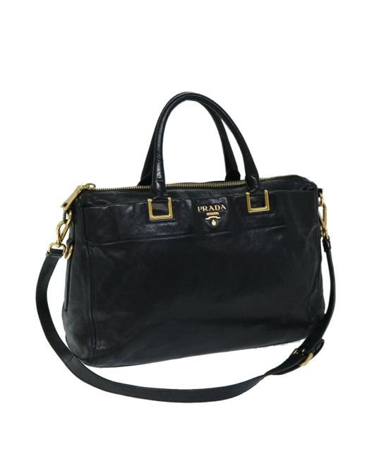 Prada Black Vitello Leather Tote Bag (pre-owned)