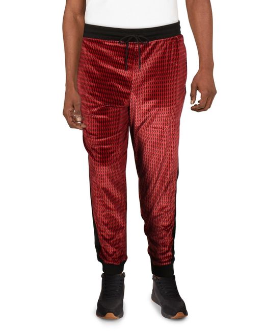 INC Red Velour Striped Sweatpants for men