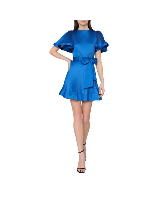 MILLY Blue Lumi Satin Pleated Dress