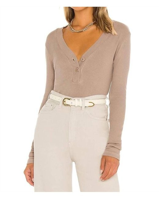 Monrow Natural Ribbed Top