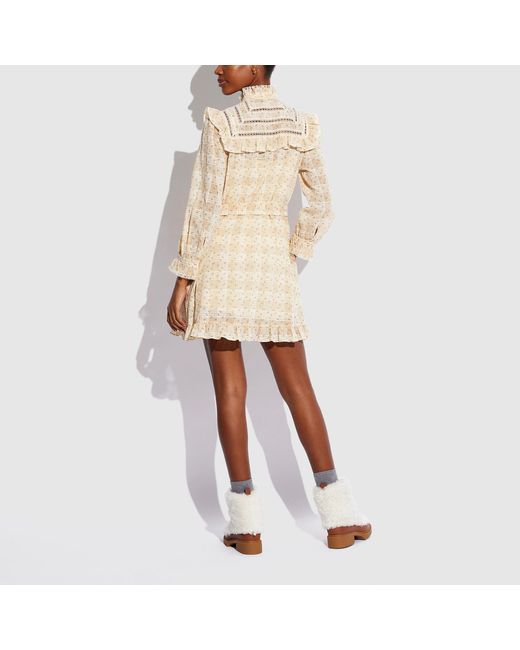 Coach Outlet Cotton Short Dress in Tan 