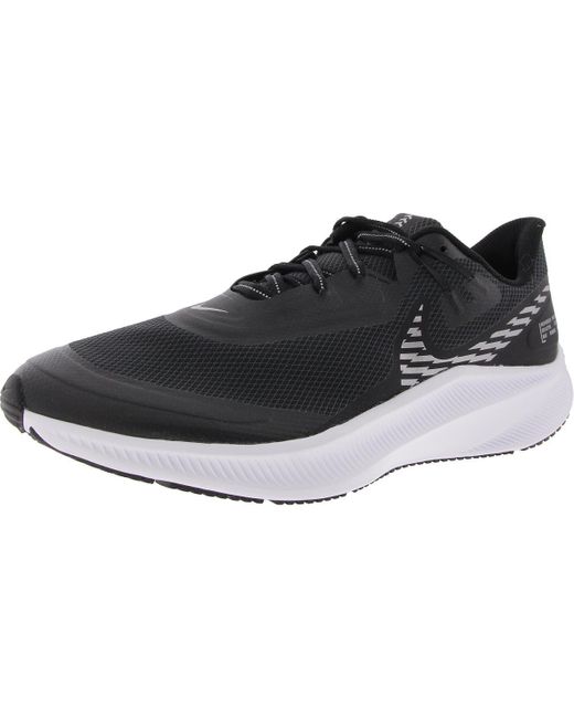 Nike Black Quest 3 Shield Lace-Up Manmade Running & Training Shoes for men
