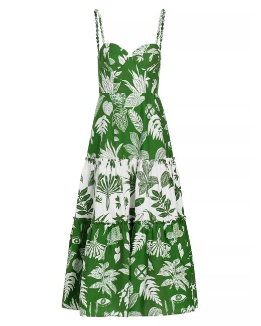 Farm Rio Green Midi Dress With Forest Print