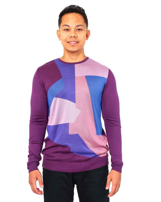 VELLAPAIS Purple Tortola Crew Neck Sweater for men