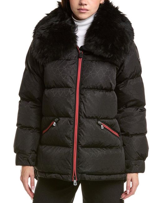 Post Card Black Alpaca-Trim Down Jacket