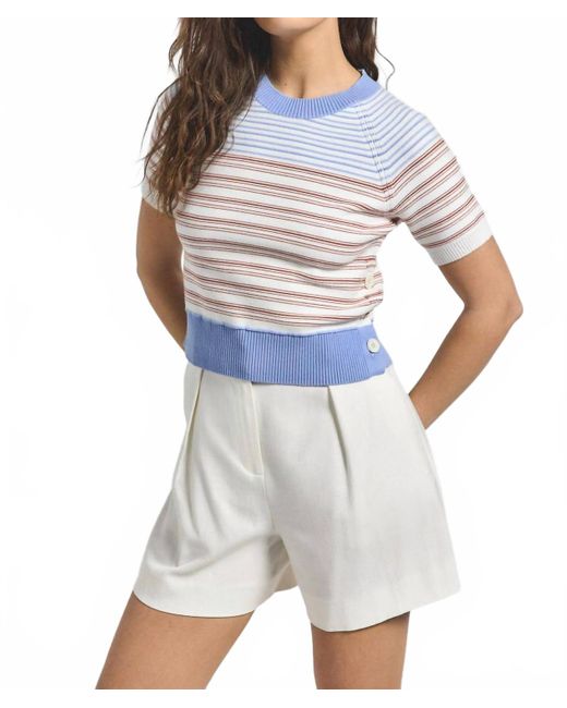 10 Crosby Derek Lam White Case Short Sleeve Stripped Sweater